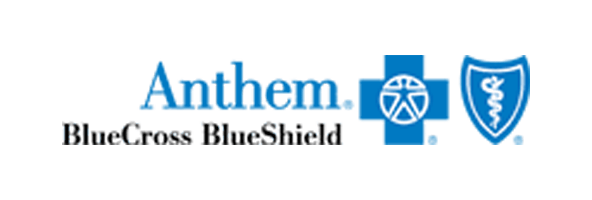 Logos of anthem and blue cross blue shield health insurance companies.