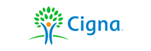 Logo of cigna, an american health services organization, featuring a stylized tree with a human figure as the trunk.